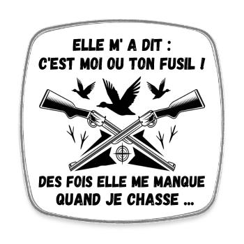 Chasse humour chasseur cadeau drôle homme - Magnet carré - blanc - Devant