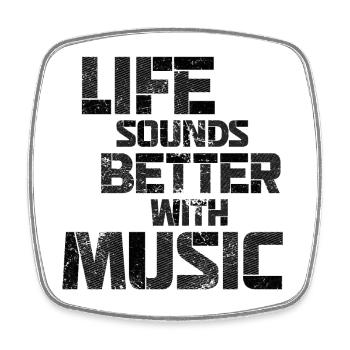 Life Sounds Better With Music - Square fridge magnet - white - Front
