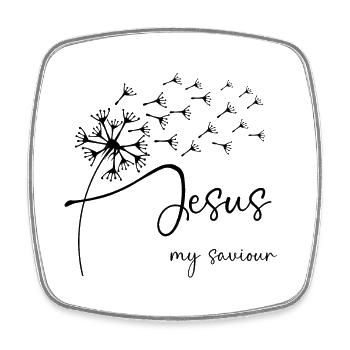 Jesus, my saviour has a chic dandelion graphic de - Square fridge magnet - white - Front