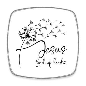 Jesus, Lord of lords has a chic dandelion graphic - Square fridge magnet - white - Front