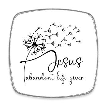 Jesus, abundant life giver has a chic dandelion gr - Square fridge magnet - white - Front