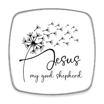 Jesus, my good shepherd has a chic dandelion graph - Square fridge magnet - white - Front