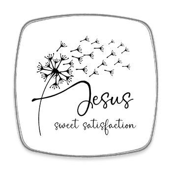 Jesus, sweet satisfaction has a chic dandelion gra - Square fridge magnet - white - Front