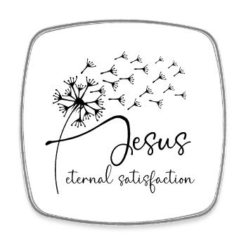 Jesus, eternal satisfaction has a chic dandelion g - Square fridge magnet - white - Front