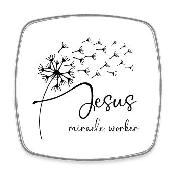 Jesus, miracle worker has a chic dandelion graphic - Square fridge magnet - white - Front