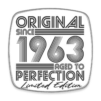 1963 Born vintage retro birthday - Square fridge magnet - white - Front
