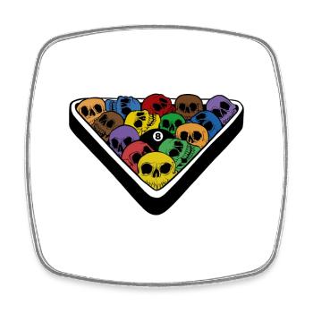 Totenkopf Billard Pool 8 - Viereckiger Kühlschrankmagnet - Weiß - Vorne