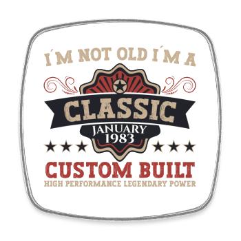 Born 1983 January 40th birthday Gift man - Square fridge magnet - white - Front