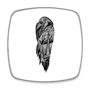 Corbeau art noir et gris - Magnet carré - blanc - Devant