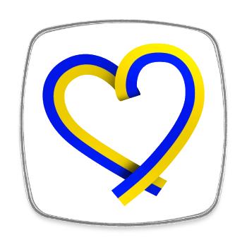 Ukraine Sweden Heart Bow Ribbon Blue Yellow - Square fridge magnet - white - Front