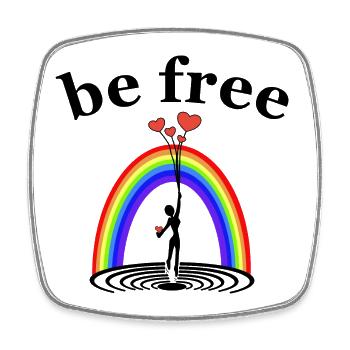 be free - freedom - Square fridge magnet - white - Front