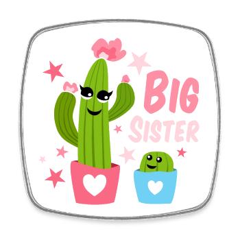 Big Sister Kakteen Design - Viereckiger Kühlschrankmagnet - Weiß - Vorne