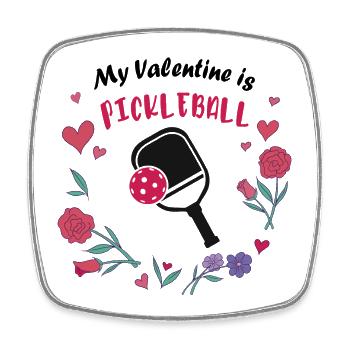 Mon Valentin est un pickleball - Magnet carré - blanc - Devant