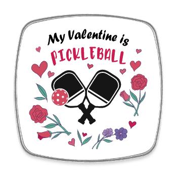 Mon Valentin est un pickleball - Magnet carré - blanc - Devant