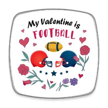 Mein Valentin ist Football - Viereckiger Kühlschrankmagnet - Weiß - Vorne
