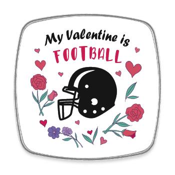 My Valentine is Football - Square fridge magnet - white - Front