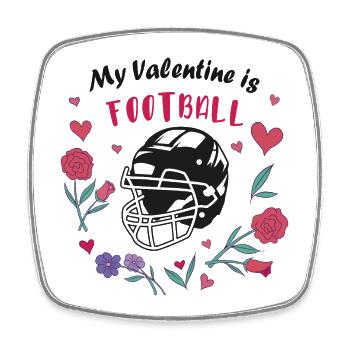 Mein Valentin ist Football - Viereckiger Kühlschrankmagnet - Weiß - Vorne
