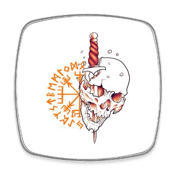Skull & Nordic Vikings Veg dagger. - Square fridge magnet - white - Front
