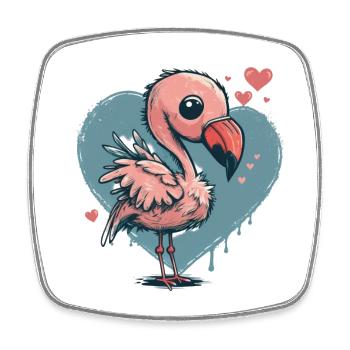 Flamingo - Viereckiger Kühlschrankmagnet - Weiß - Vorne