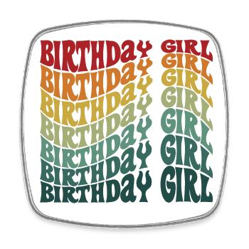 Anniversaire Fille Groovy Rétro Vintage Anniversaire - Magnet carré - blanc - Devant