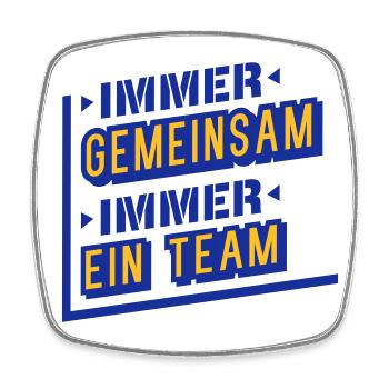Immer Gemeinsam (Schriftzug) - Viereckiger Kühlschrankmagnet - Weiß - Vorne