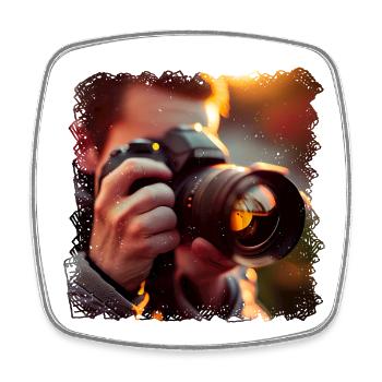 Photographer enjoys photography - Square fridge magnet - white - Front