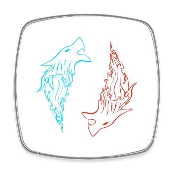 Nordic Wolf FENRIR symmetrisch zweifarbig - Viereckiger Kühlschrankmagnet - Weiß - Vorne