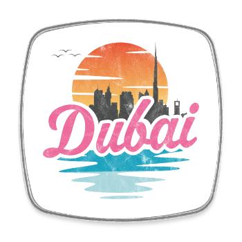 Ville de Dubaï - Magnet carré - blanc - Devant