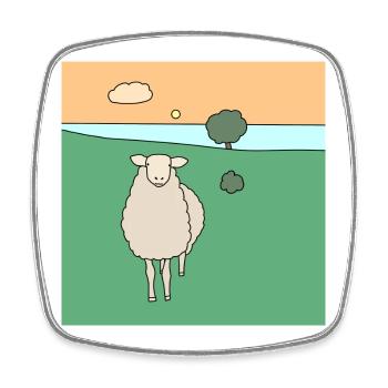Sheep in a meadow - Square fridge magnet - white - Front
