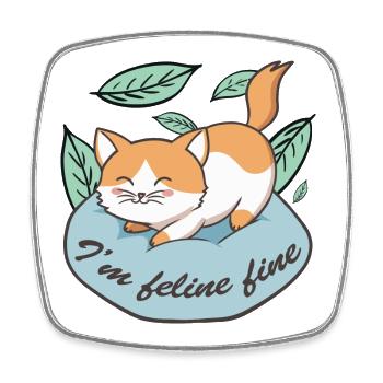 Chat mignon kawaii - Magnet carré - blanc - Devant