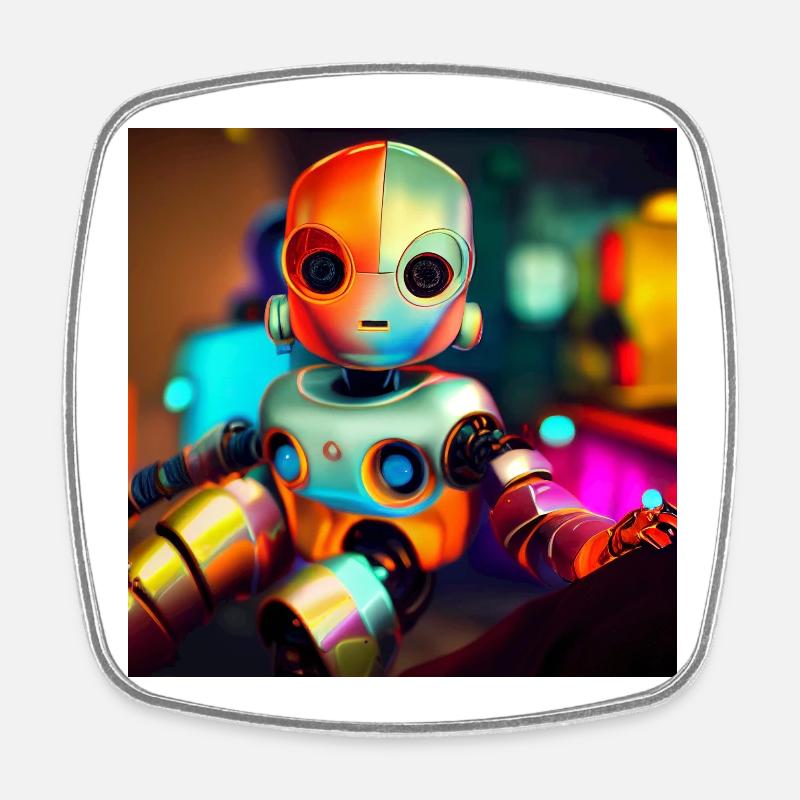 Bébé robot - Magnet carré - blanc