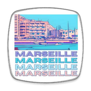 Marseille - Magnet carré - blanc - Devant