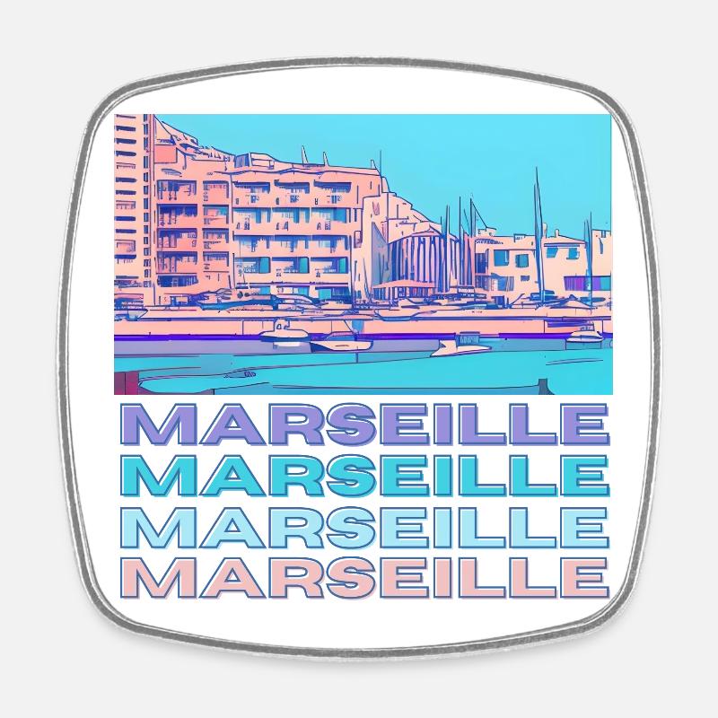 Marseille - Magnet carré - blanc