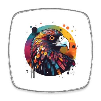 Eagle Buzzard round colorful - Square fridge magnet - white - Front