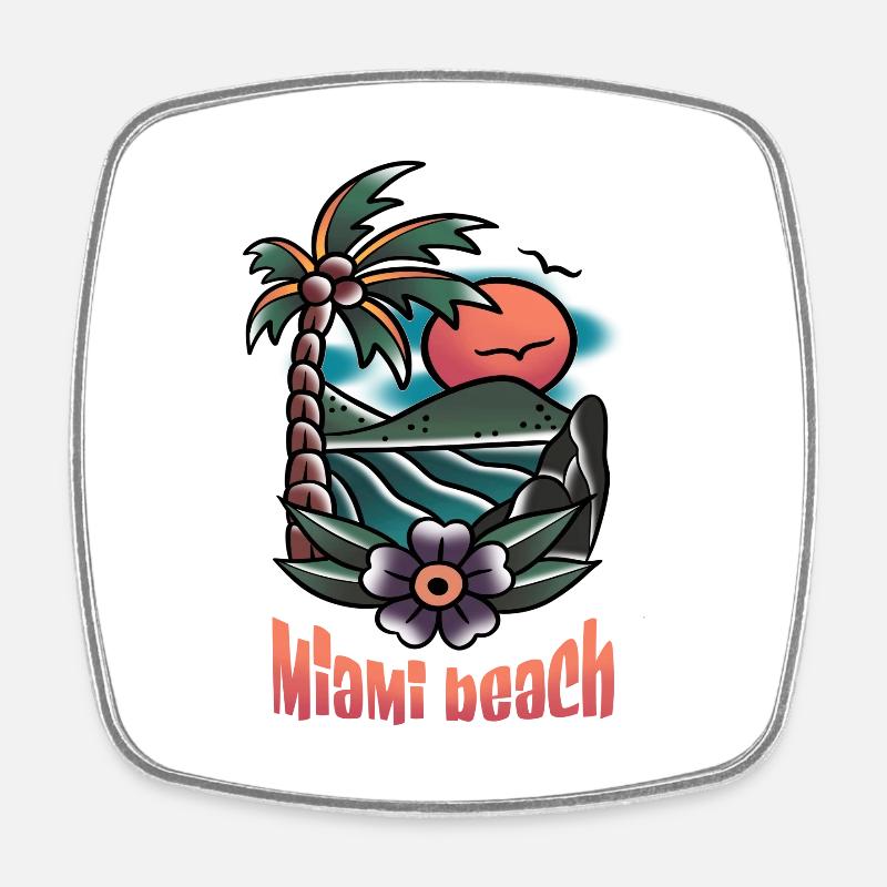 Miami Beach old-school tattoo art - Magnet carré - blanc