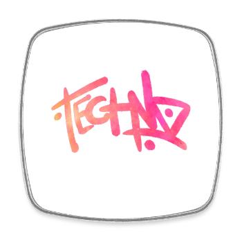 Techno tag - Square fridge magnet - white - Front