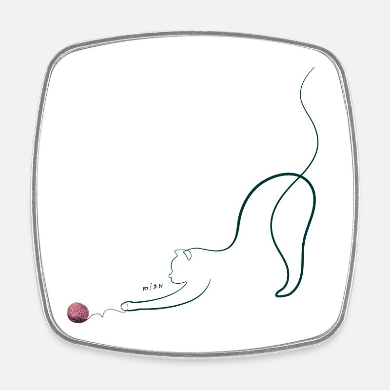 cat miaw love, cat lovers - Square fridge magnet - white