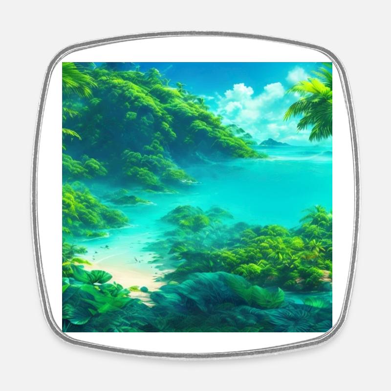A lush tropical planet - Viereckiger Kühlschrankmagnet - Weiß