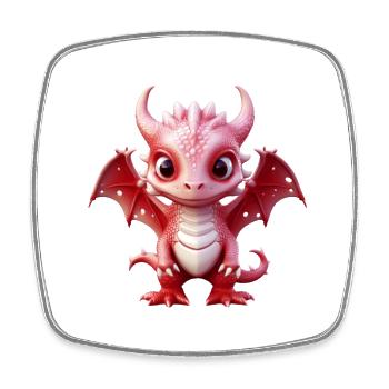Adorable fantasy red dragon - Square fridge magnet - white - Front