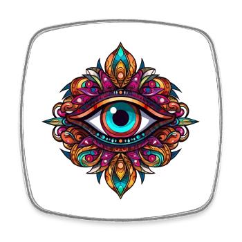 Mandala Third Eye - Square fridge magnet - white - Front