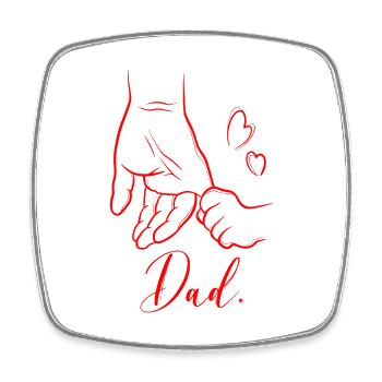 Hands dad and child line art - Square fridge magnet - white - Front