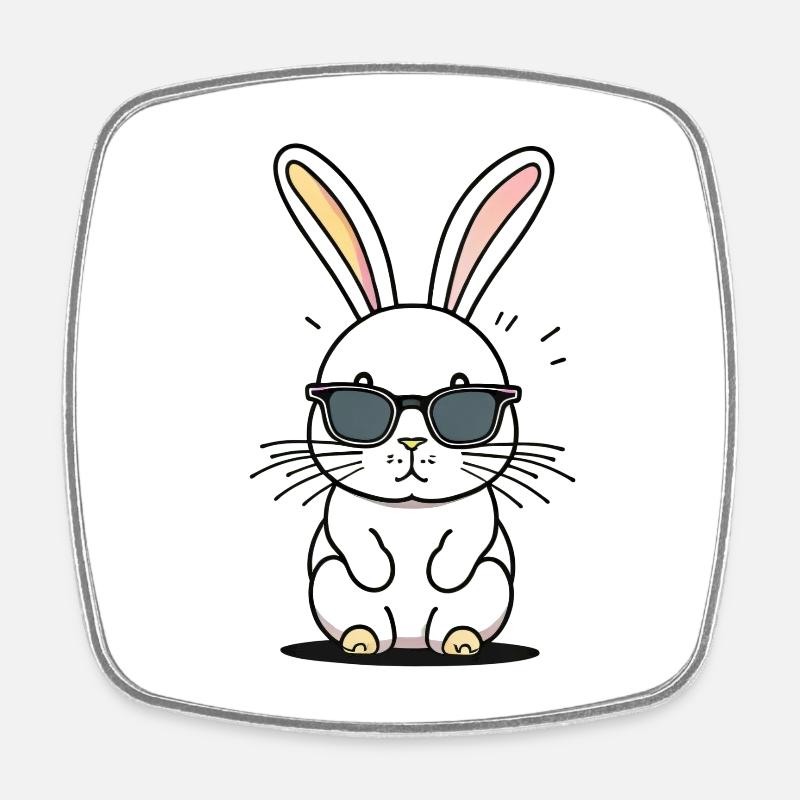 Lapin lunettes de soleil - Magnet carré - blanc