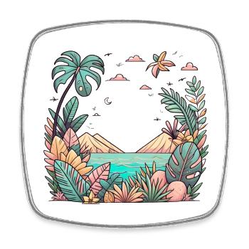 Tropics and mountains - Square fridge magnet - white - Front