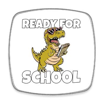 Einschulung Schulstart 1. Klasse Cooler Dino T-Rex - Viereckiger Kühlschrankmagnet - Weiß - Vorne