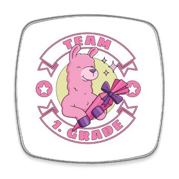 Llama Alpaca School Enrollment Schoolchild School Cone - Square fridge magnet - white - Front