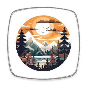 Mountain landscape in vintage look - Square fridge magnet - white - Front