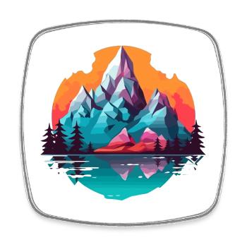 Colorful mountain panorama - Square fridge magnet - white - Front