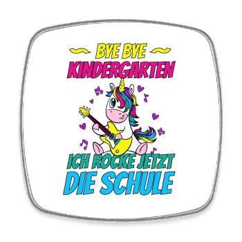 Erstklässler Süßes Einhorn Mit Gitarre Schulanfang - Viereckiger Kühlschrankmagnet - Weiß - Vorne