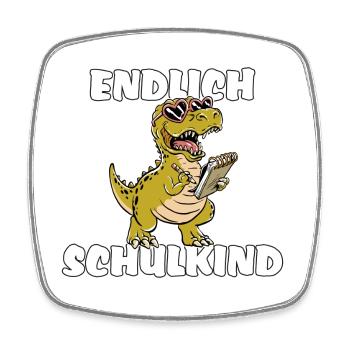 Einschulung Erstklässler Dino T-Rex Schulkind - Viereckiger Kühlschrankmagnet - Weiß - Vorne