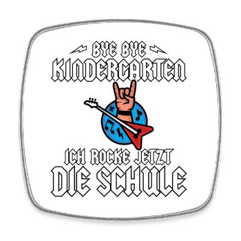 Einschulung Heavy Metal Gitarre Pommesgabel Rockig - Viereckiger Kühlschrankmagnet - Weiß - Vorne